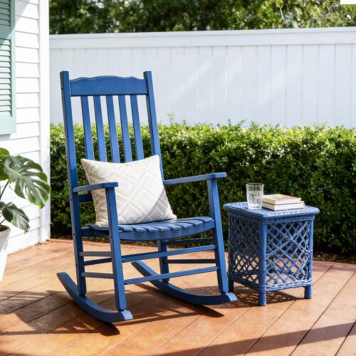Alt View 8. Winado - 1PC 46in Classic Wooden Rocking Chair Oversized Porch with Armrest Durable Rocker for Indoor Outdoor Garden Patio - Navy Blue.