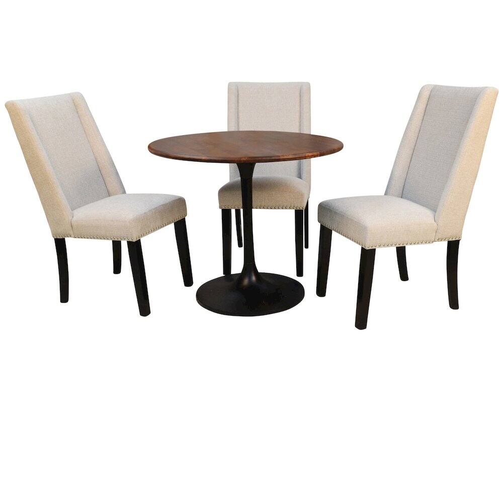 Alt View 9. Carolina Chair & Table - Alden Wood Top 36" Round Dining Table and 4 Laurant Upholstered Dining Chairs - Elm, Black.
