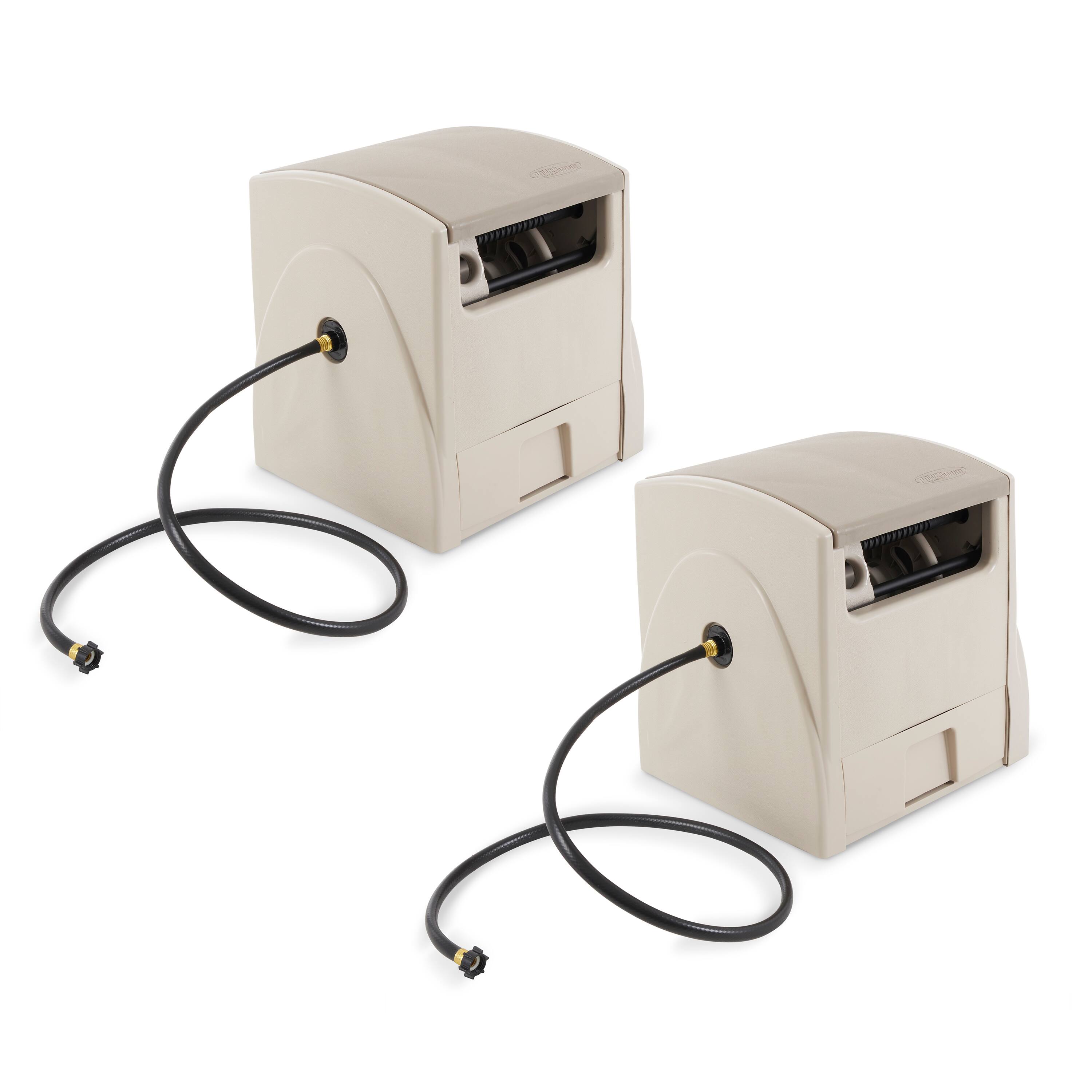 Front. Suncast - Suncast 100-Ft. Powerwind Automatic Rewind Hose Reel, Light Taupe (2 Pack).