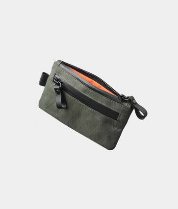 Front. ALPAKA - Zip Pouch X-Pac - RFID-Blocking Small Cash and Card Zip Wallet with Weatherproof Fabrics, EDC Pouch for Men Travel - Dark Green X-Pac VX21.