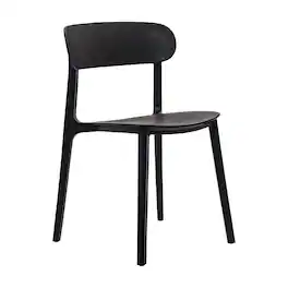 Flash Furniture - Dover Indoor-Outdoor Stacking Patio Chair with Curved Backrest, Commercial All-Weather Resin Chair - Black