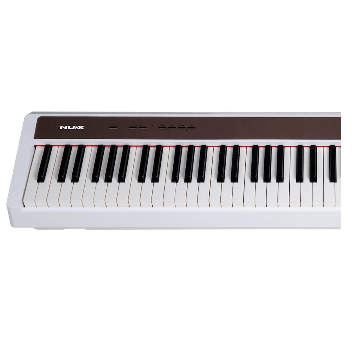 Left. NUX - NPK-10 Portable Digital Piano with Triple Sensor Hammer Action Keyboard | Five Touch Sensitivity Levels with Bluetooth - White.