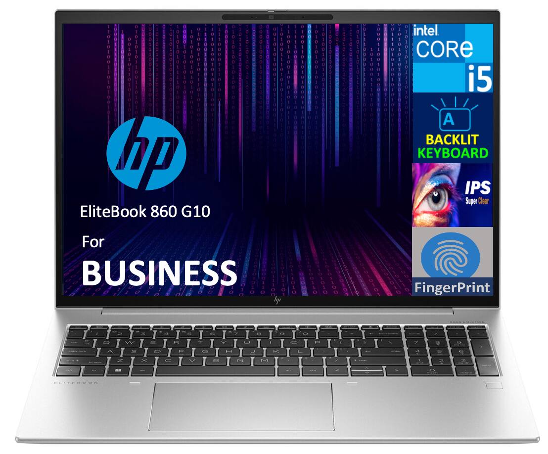 hp EliteBook 860 G10  
For BUSINESS  
intel CORE i5  
BACKLIT KEYBOARD  
IPS Super Clear  
FingerPrint
