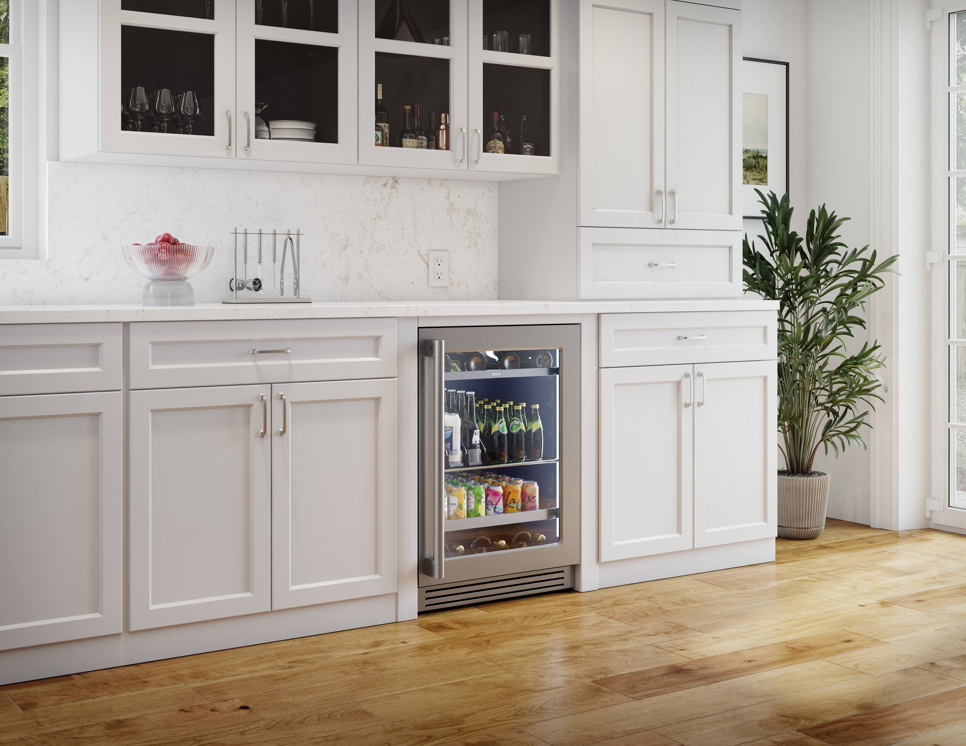 Alt View 25. Zephyr - Presrv Pro 24 in. 7-Bottle and 88-Can Single Zone Beverage Cooler - Stainless Steel + Glass.