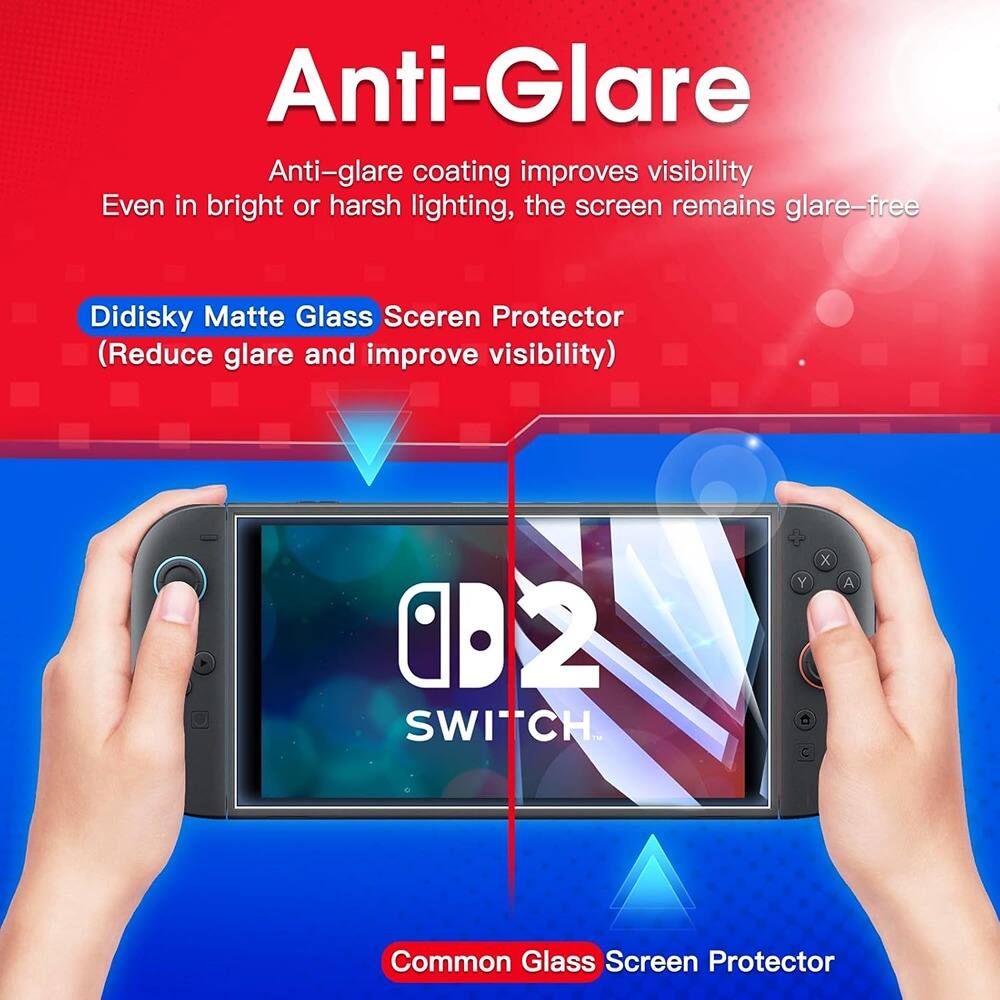 Anti-Glare

Anti-glare coating improves visibility  
Even in bright or harsh lighting, the screen remains glare-free

Didisky Matte Glass Screen Protector  
(Reduce glare and improve visibility)

Common Glass Screen Protector