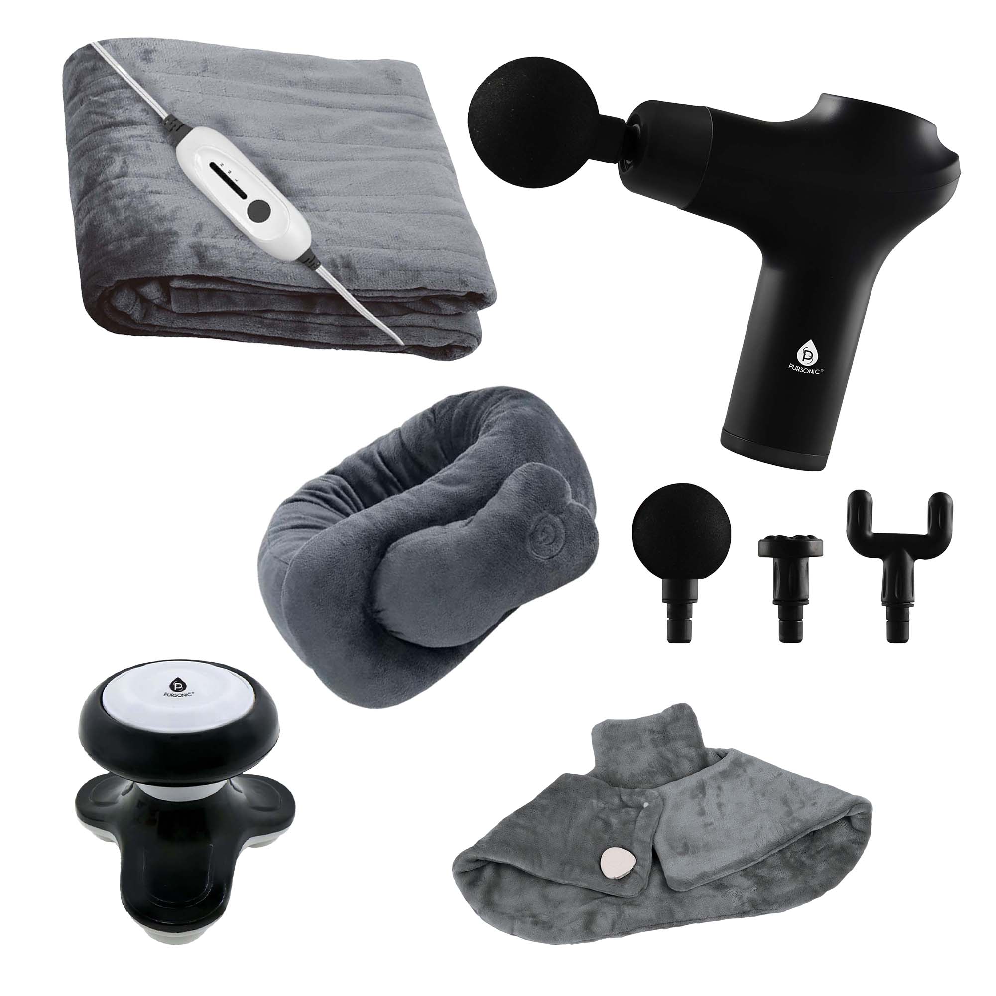 Pursonic - Ultimate Relaxation Bundle: Heated Blankets, Massagers & More - Multicolor
