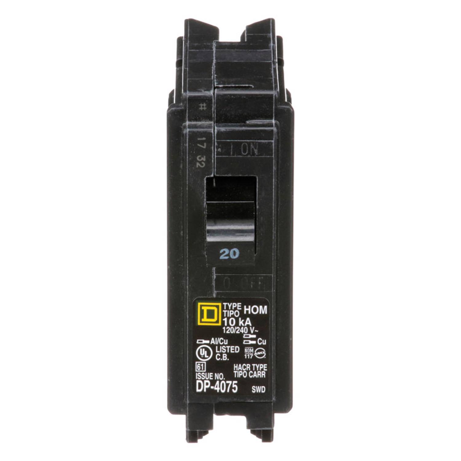 Schneider Electric - Square D HomeLine 20 amps Plug In Single Pole Circuit Breaker price history on PriceWatchPro
