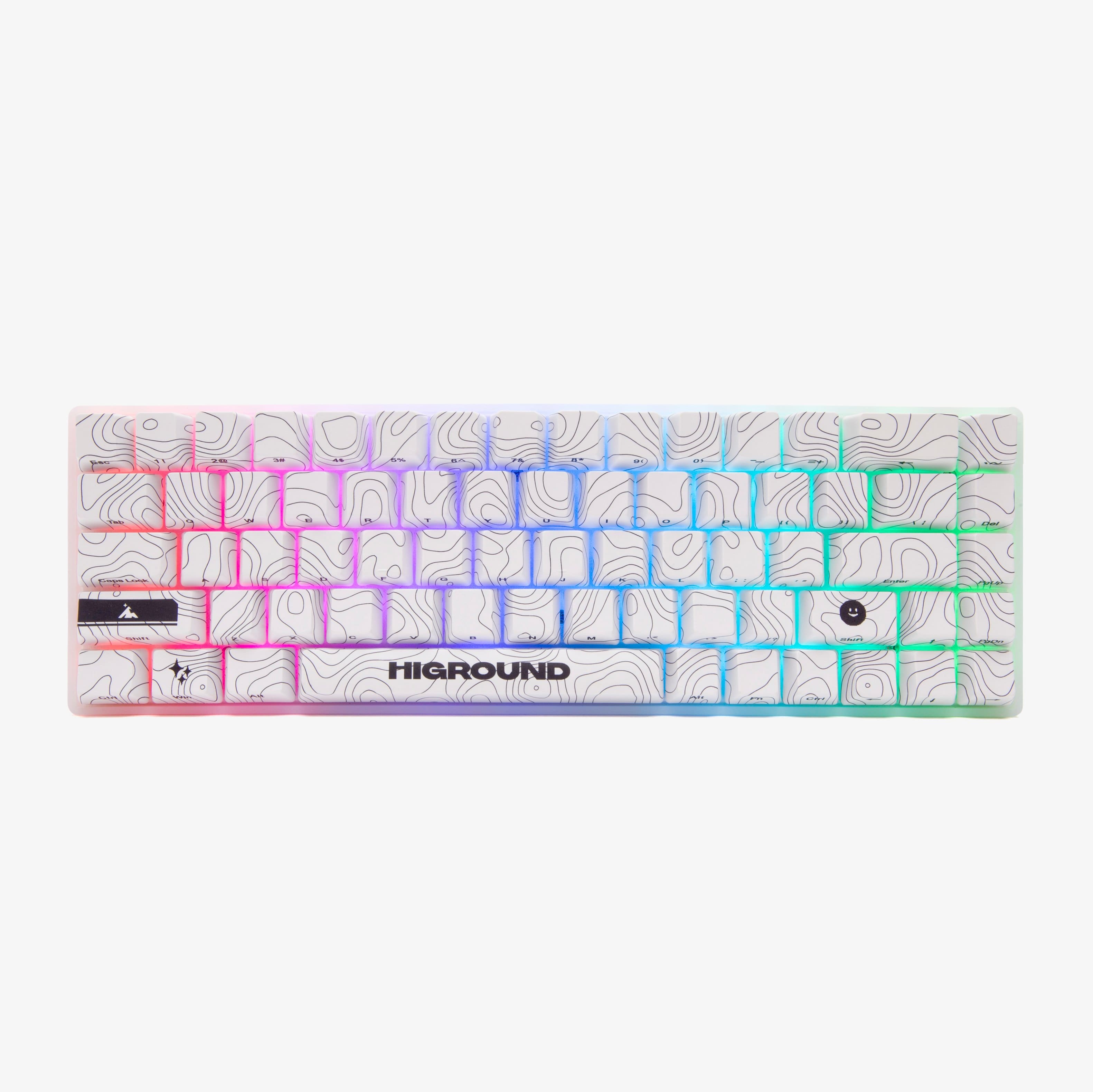 Angle. Higround - Basecamp 65 65% Wired Mechanical Lubed Flame Linear Switch Gaming Keyboard with RGB Backlighting - Snow Stone.