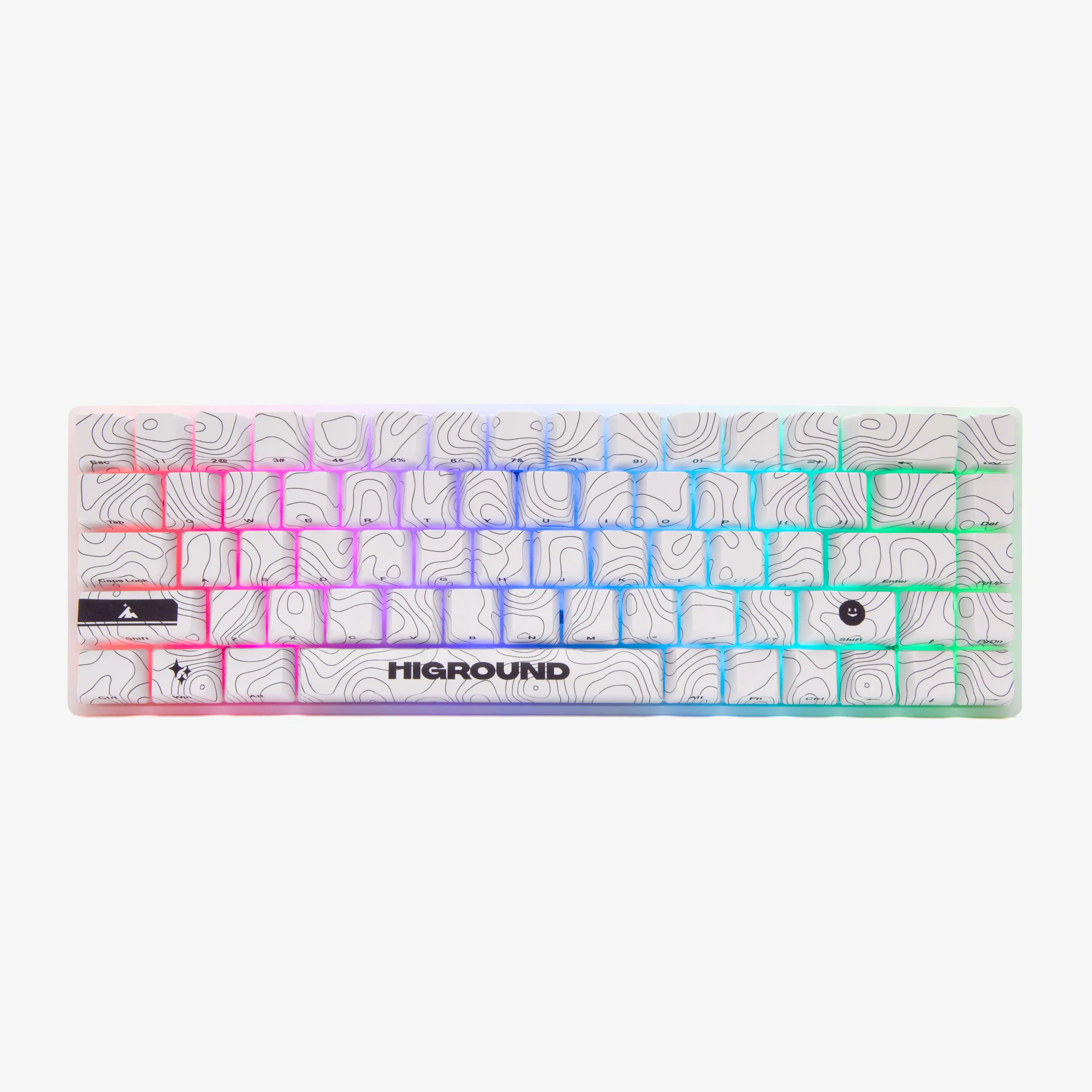 Angle. Higround - Basecamp 65 65% Wired Mechanical Lubed Flame Linear Switch Gaming Keyboard with RGB Backlighting - Snow Stone.