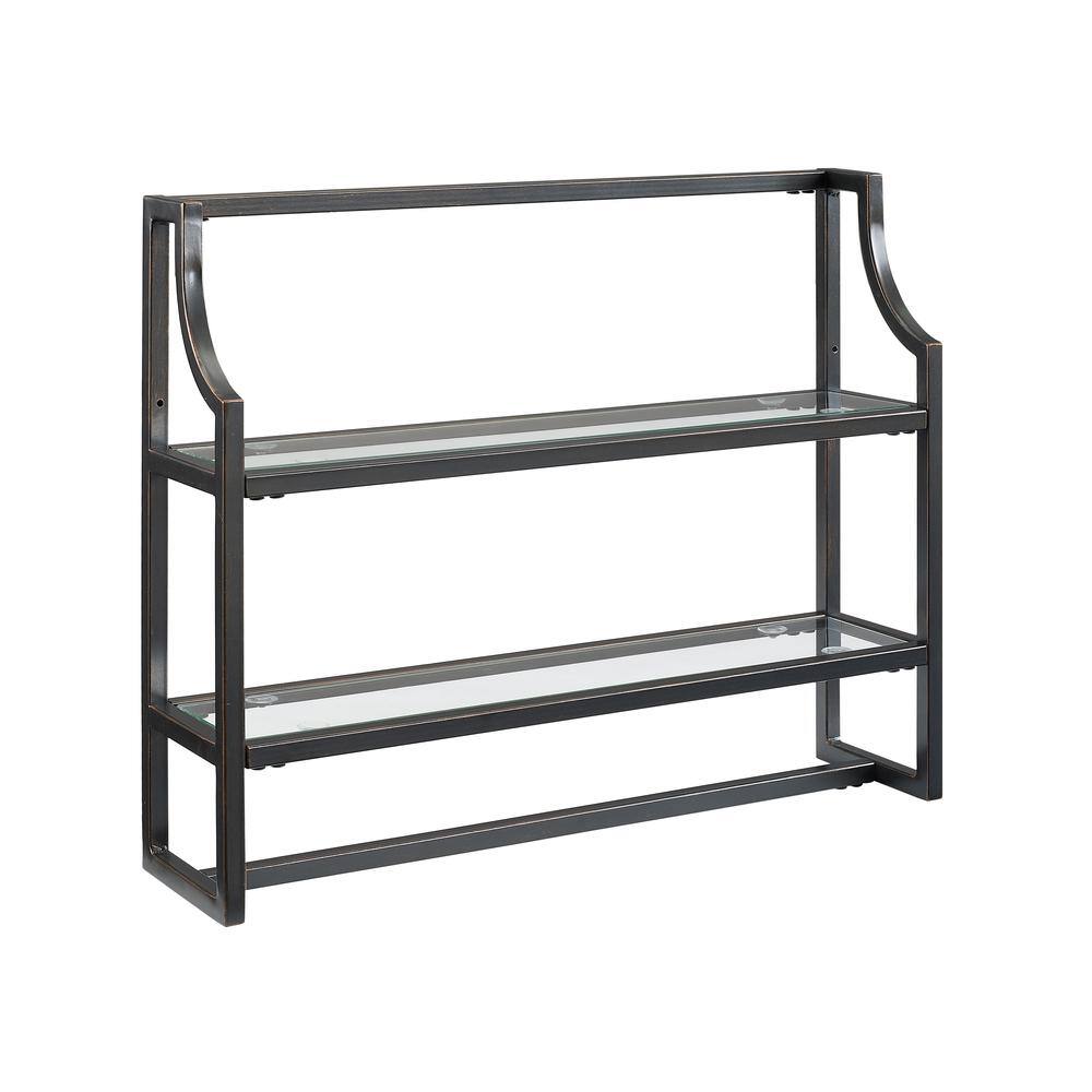 Angle. Crosley Furniture - Aimee Bathroom Shelf - Oil Rubbed Bronze.