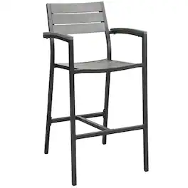 Outdoor Escape - Stylish Outdoor Patio Bar Stool With Armrests And Comfortable Seat - Brown