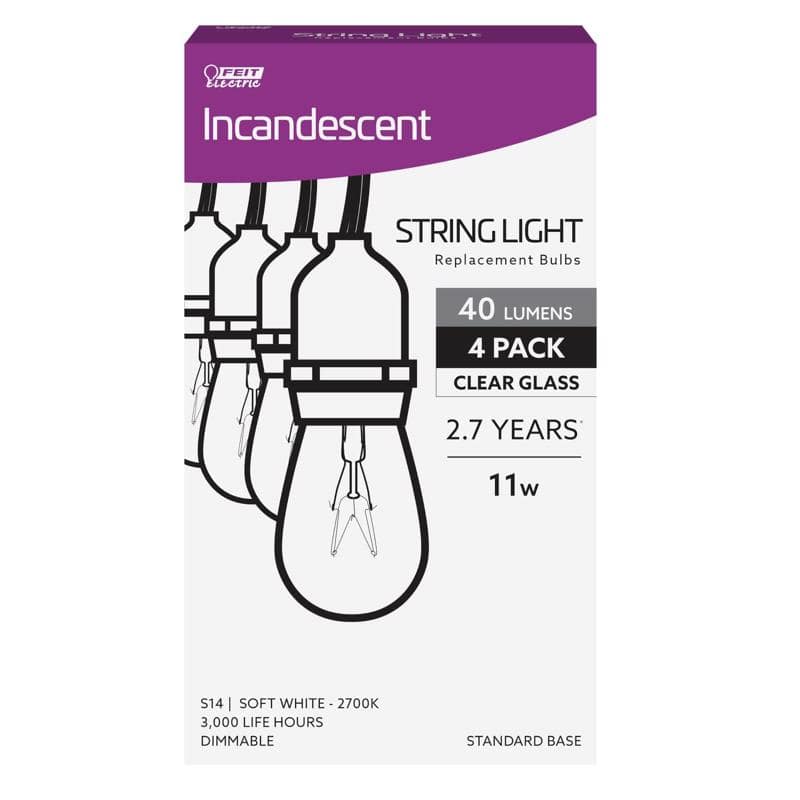 FEIT ELECTRIC - 11 W S14 Decorative Incandescent Bulb E26 (Medium) Soft White 4 pk