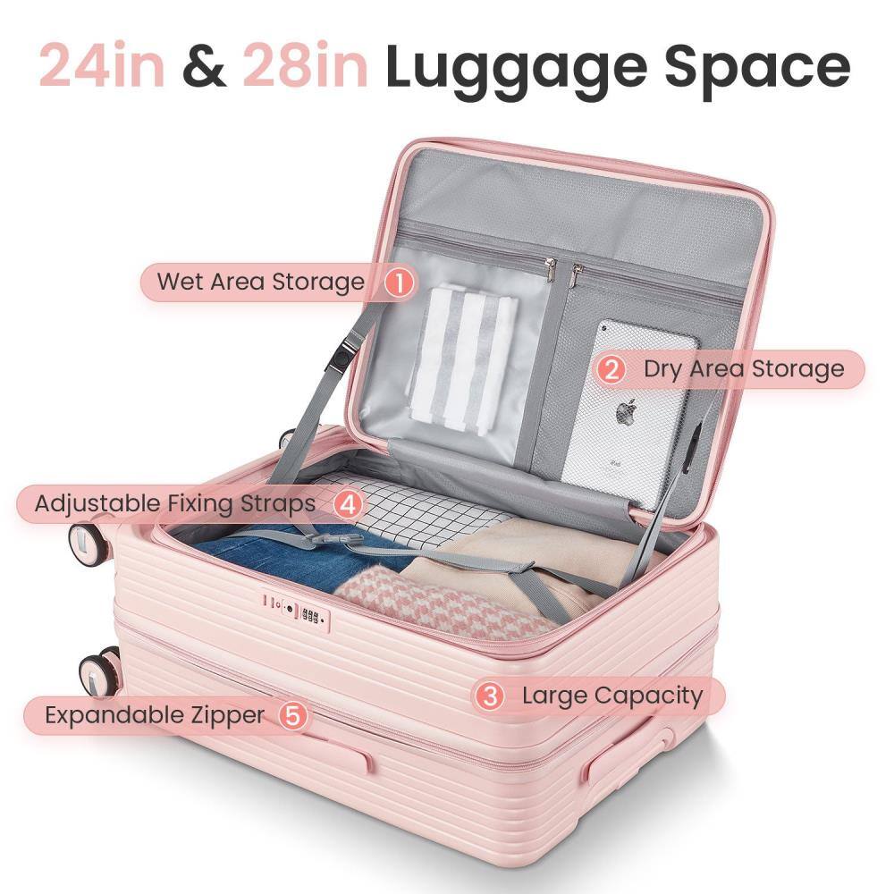 24in & 28in Luggage Space

1. Wet Area Storage
2. Dry Area Storage
3. Large Capacity
4. Adjustable Fixing Straps
5. Expandable Zipper