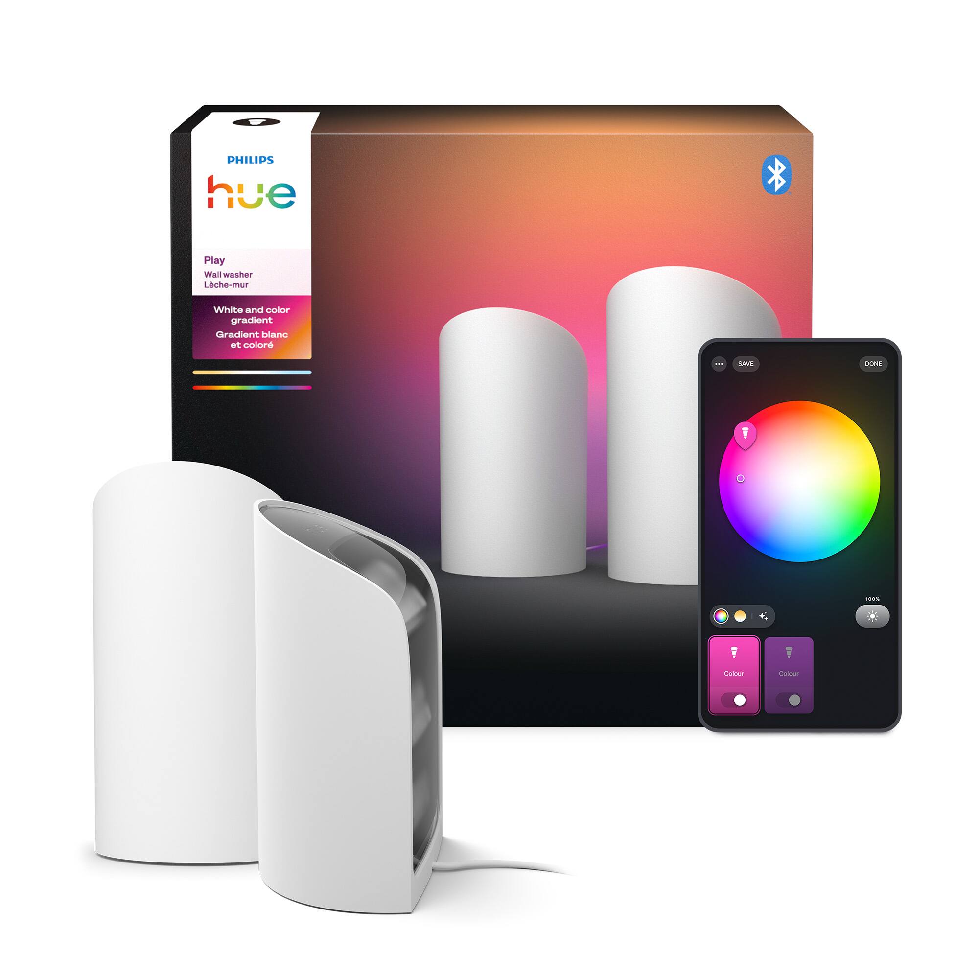 PHILIPS hue Play Wallwasher  
Luce-mur  
White and color Gradient bianco e colore Gradient bianco et couleur