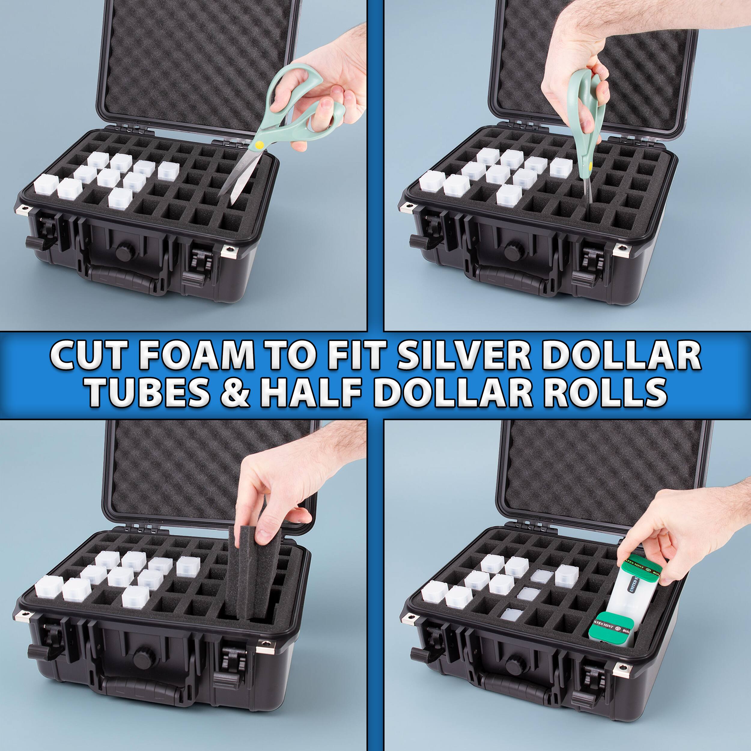 CUT FOAM TO FIT SILVER DOLLAR TUBES & HALF DOLLAR ROLLS
