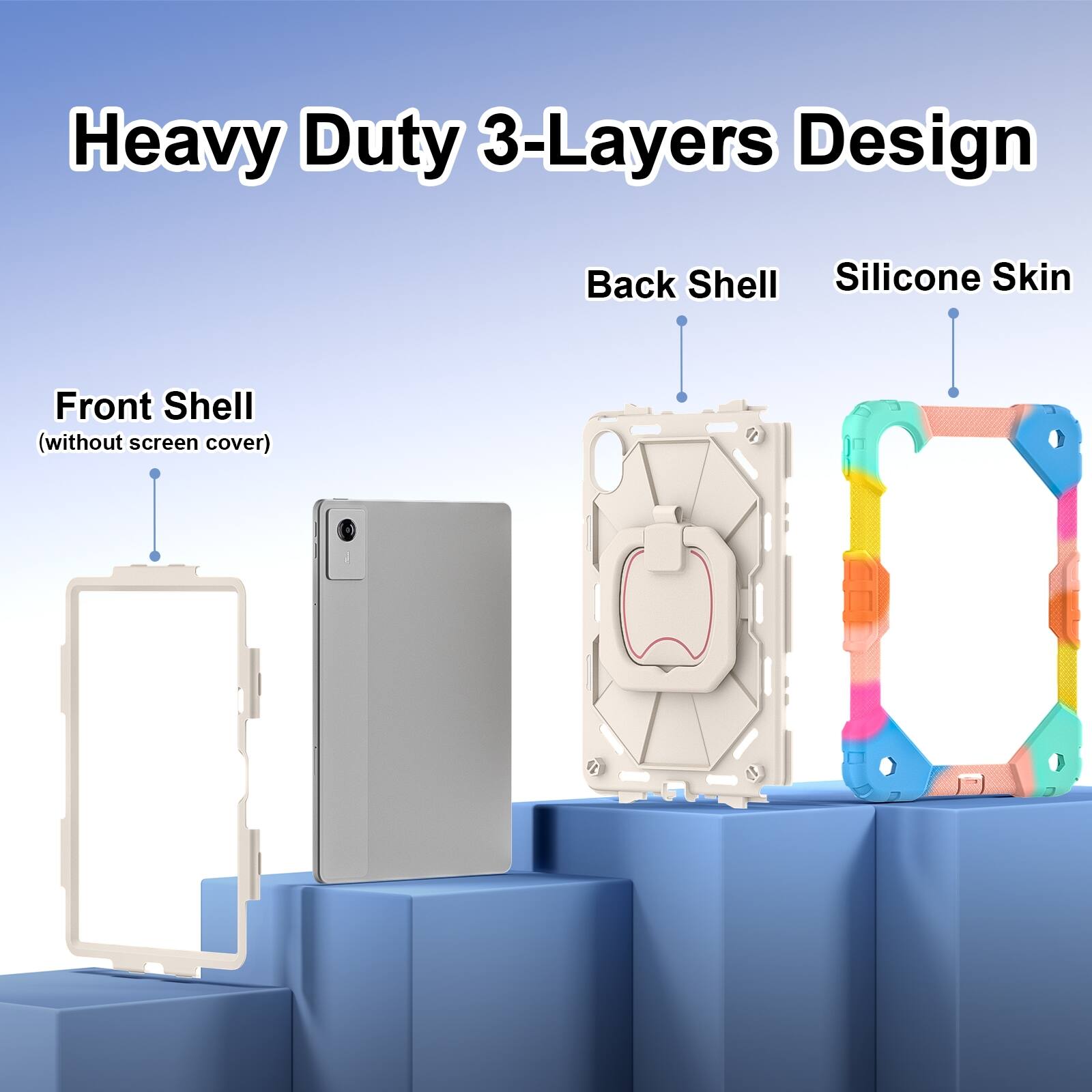 Heavy Duty 3-Layers Design

Back Shell Silicone Skin

Front Shell (without screen cover)