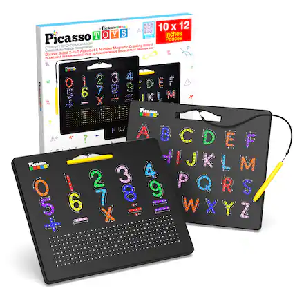 By Picasso
10 x 12 Inches / Pouce
Picasso Toys
Creativity Beyond Imagination!
Drawing Board
Double Sided 2-in-1 Alphabet & Number Magnetic
Planchette à Dessin Magnétique Alphanumérique Double Face
Picasso
0 1 2 3 4 5 6 7 8 9
A B C D E F G H I J K L M N O P Q R S T U V W X Y Z
# % ?
Picasso