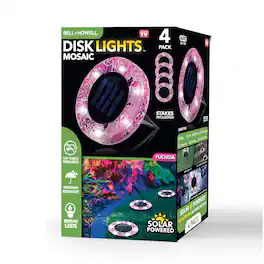 Bell + Howell - 6 LED Round Mosaic Solar Powered Disk Lights with Auto On/Off - 4 Pack