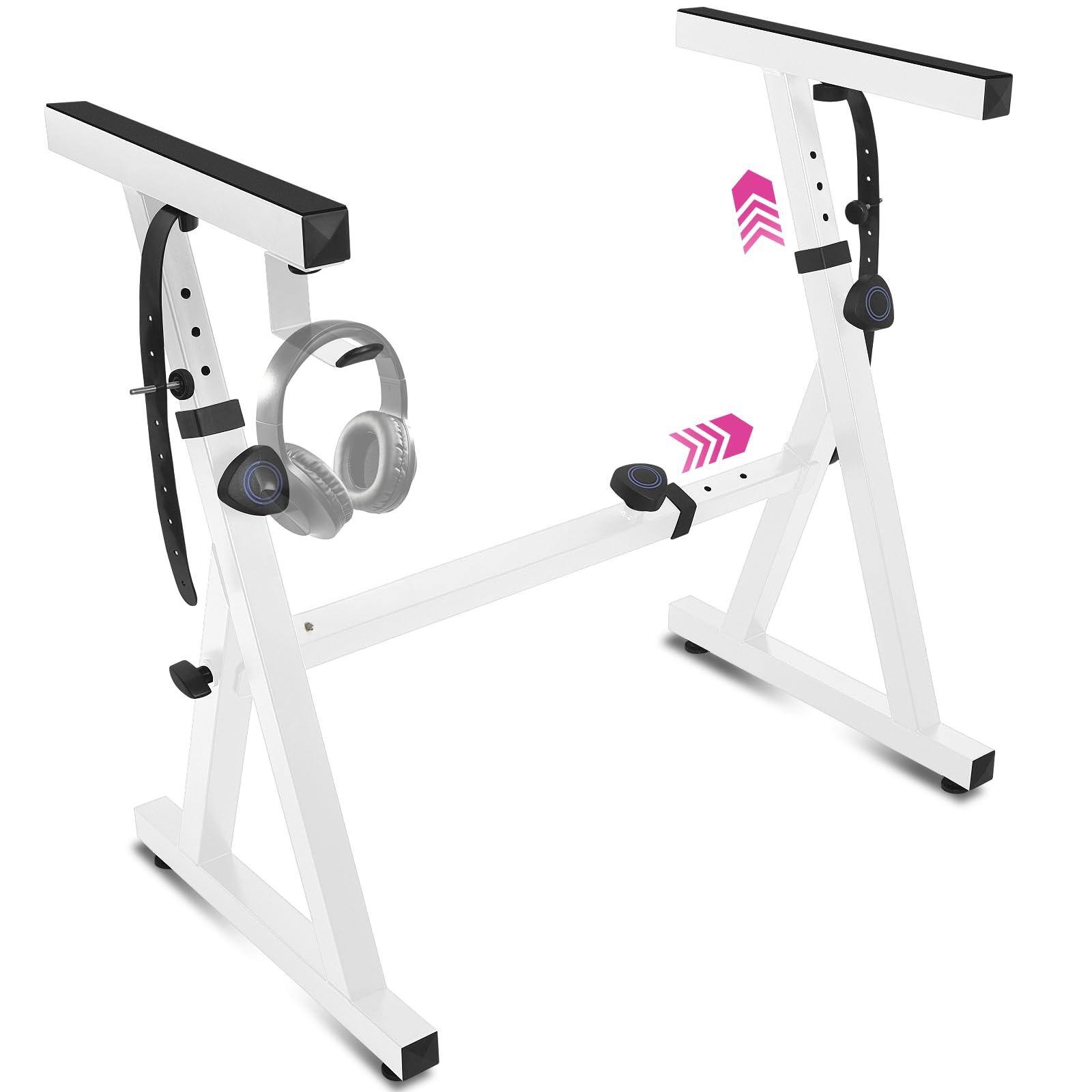 Front. MAGICAL RUBS - Piano Stand - Z Style Adjustable And Portable Heavy Duty Music For Adults -fits 54-88 Key Electric Pianos Sturdy Musi... - White.