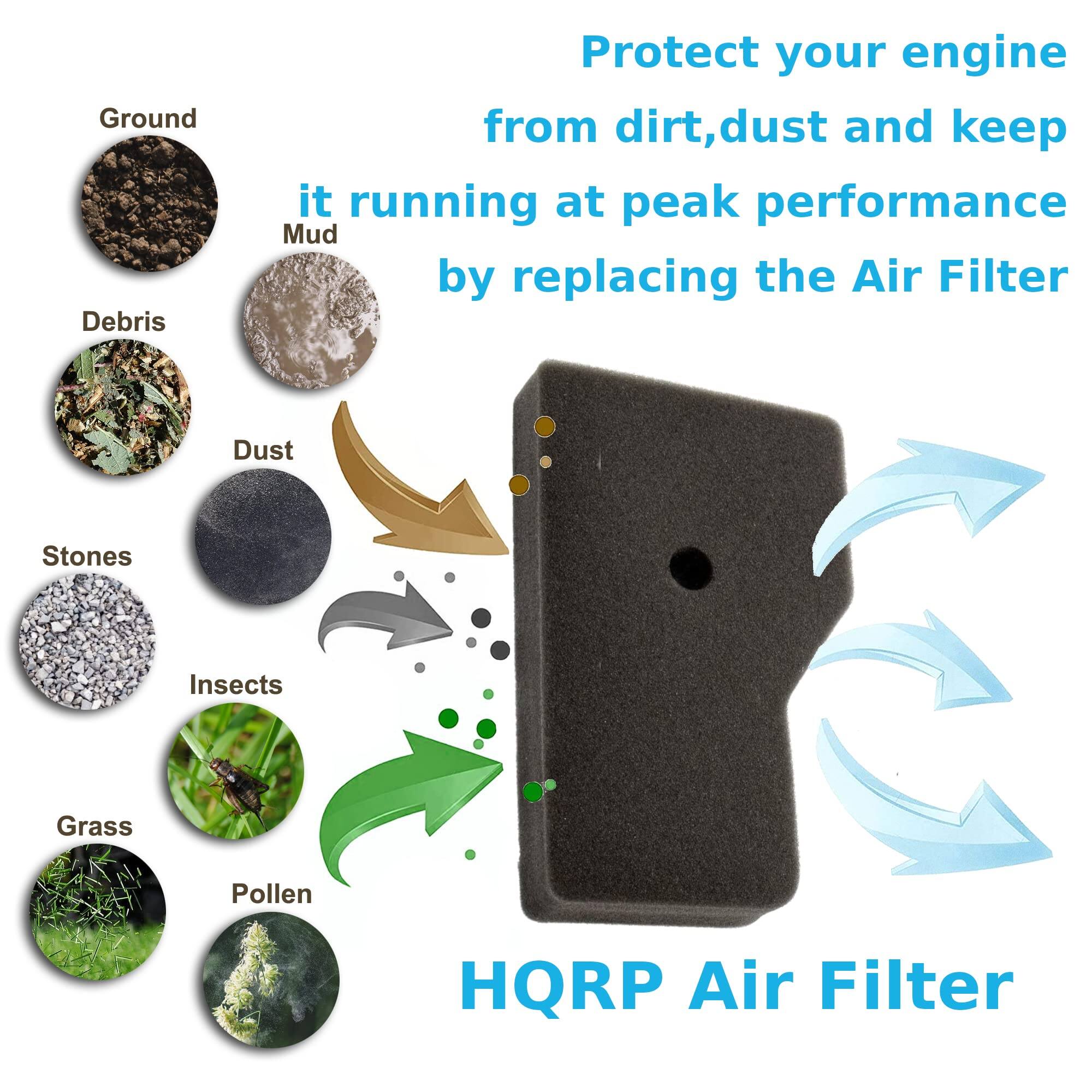 Protect your engine from dirt, dust, and keep it running at peak performance by replacing the Air Filter.

Ground Debris
- Mud
- Dust
- Stones
- Insects
- Grass
- Pollen

HQRP Air Filter