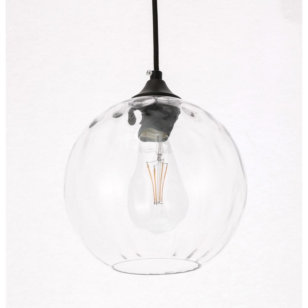 Alt View 2. Living District - Cashel 1 light Black and Clear glass pendant - Black And Clear Glass.