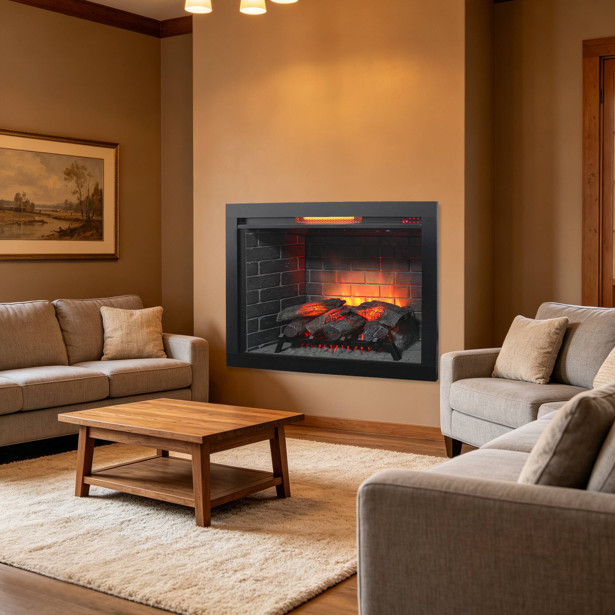 Alt View 4. Boyel Living - 33-in Antique Black Infrared Electric Fireplace Insert 1500W 5018 BTU with Touch Panel Remote Control Removable Trim Kit - Antique Black.