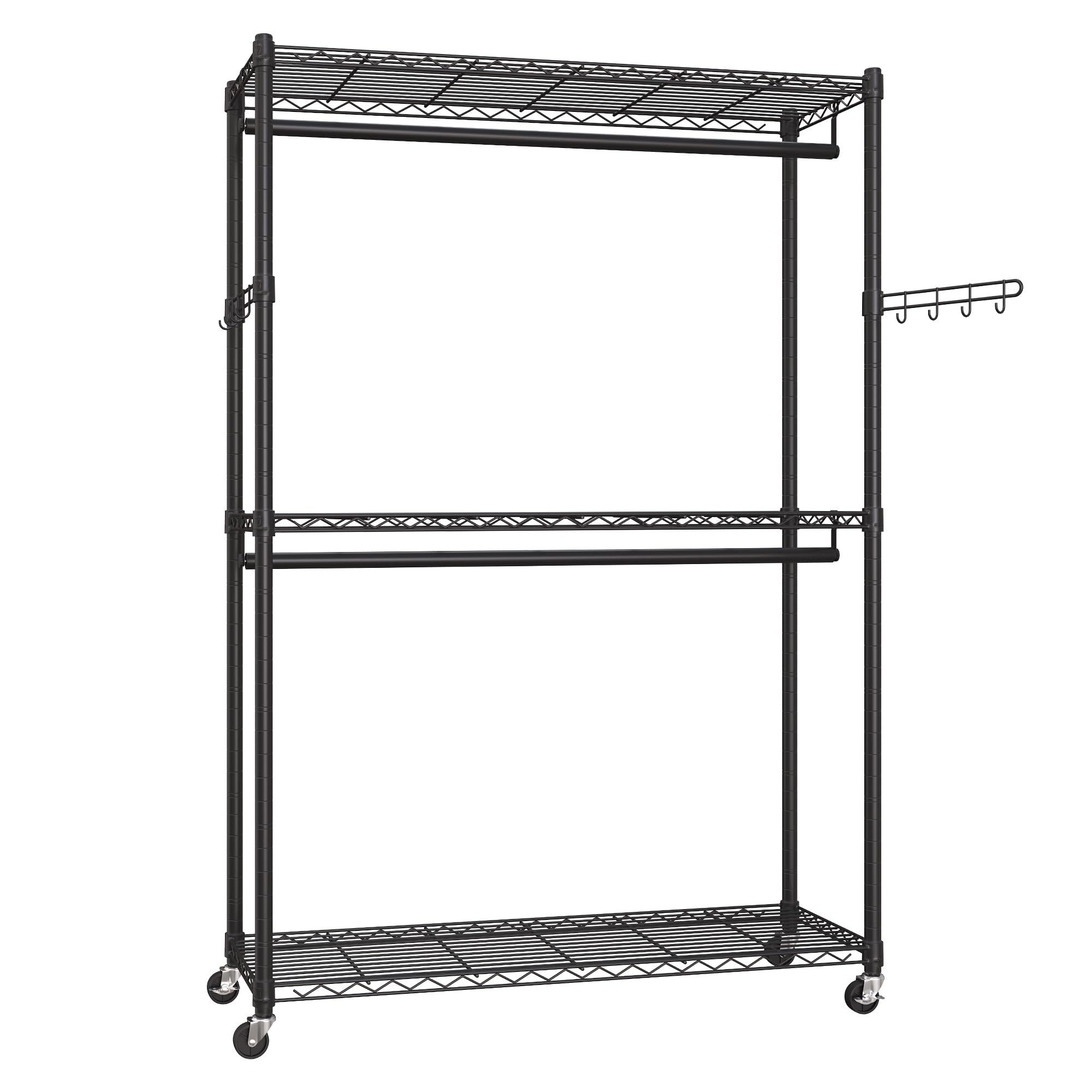 Alt View 6. ThinkLink Electronic - Heavy-duty Rolling Clothes Rack Garment Portable Closet 43.3-inch Wide Clothing On Wheels With Adjustable - Large 3-Row.