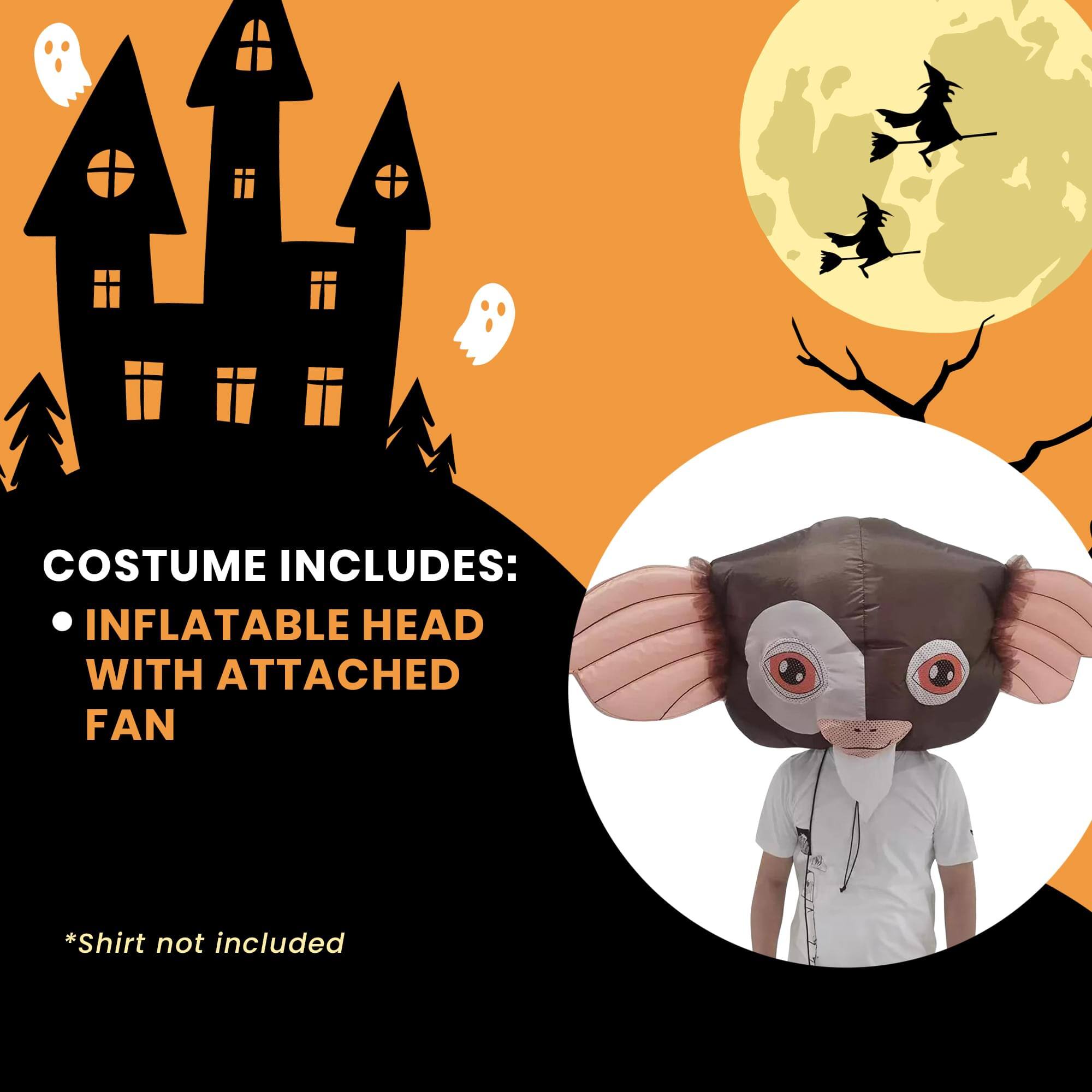 COSTUME INCLUDES: INFLATABLE HEAD WITH ATTACHED FAN  
*Shirt not included