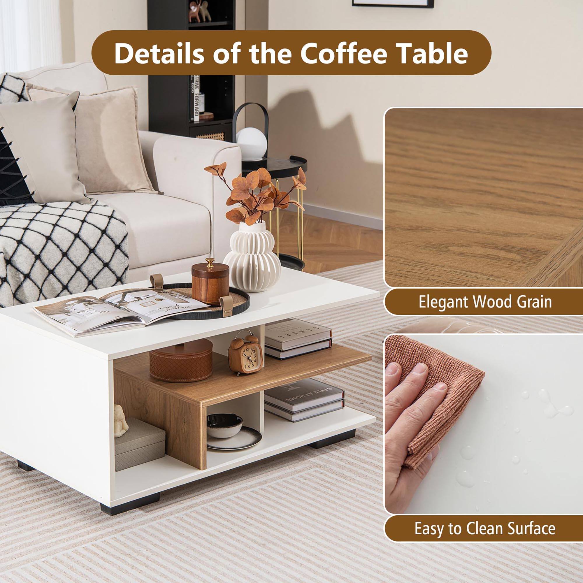 Details of the Coffee Table

- Elegant Wood Grain
- Easy to Clean Surface