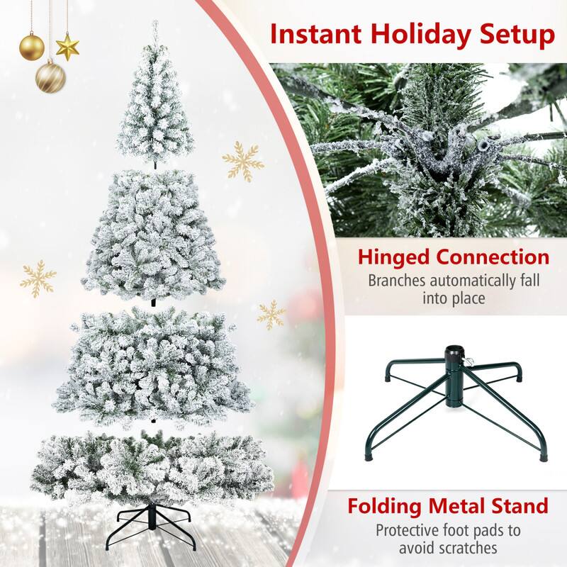 Instant Holiday Setup

Hinged Connection  
Branches automatically fall into place

Folding Metal Stand  
Protective foot pads to avoid scratches