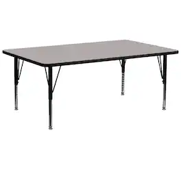 Flash Furniture - Wren 30''W x 72''L Rectangular Grey HP Laminate Activity Table - Height Adjustable Short Legs - Gray