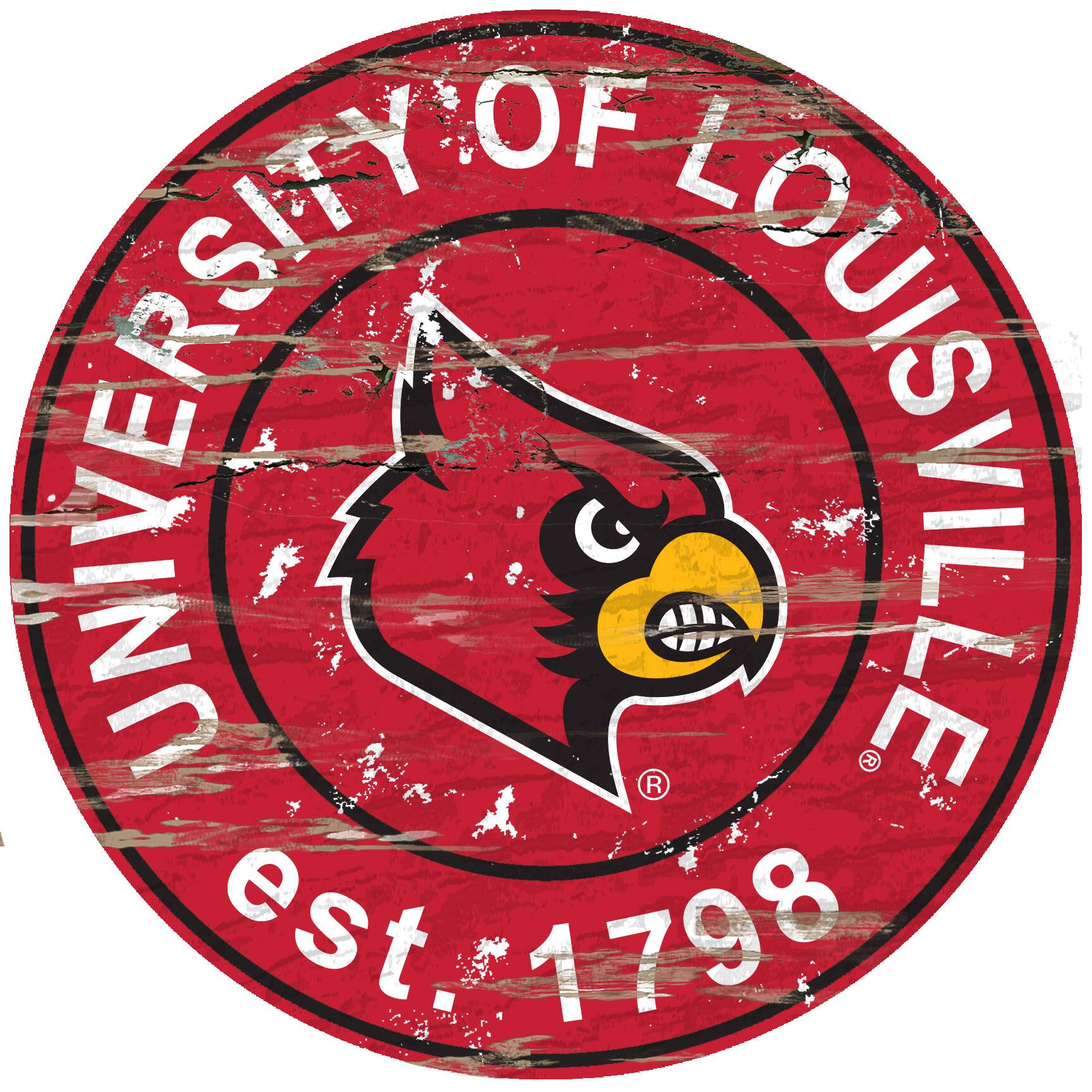 Louisville Cardinals 23.5" Distressed Round Sign