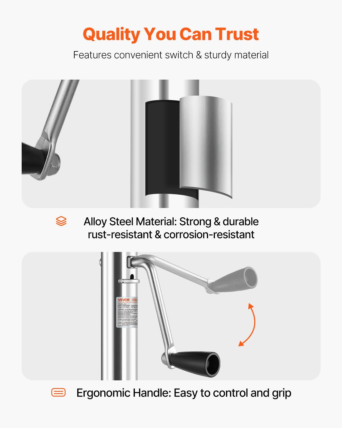 Quality You Can Trust  
Features convenient switch & sturdy material  

Alloy Steel Material: Strong & durable rust-resistant & corrosion-resistant  

Ergonomic Handle: Easy to control and grip