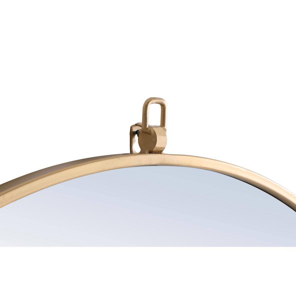 Alt View 4. Elegant Decor - Metal frame Round Mirror with decorative hook 42 inch Brass finish - Brass.