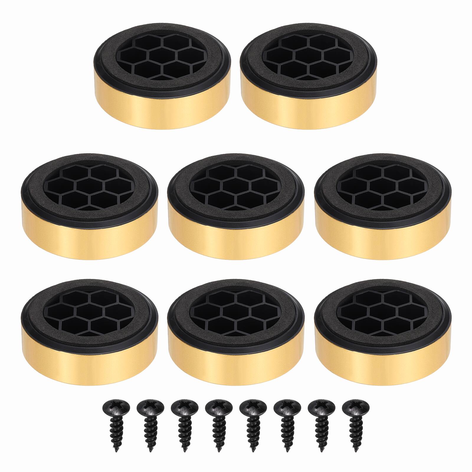 Unique Bargains - 8pcs Speaker Isolation Feet, 59x19mm Plastic Foam Shock Absorption Pad Anti Vibration for Amplifier HiFi - Gold