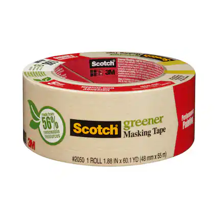 Scotch Greener Masking Tape
Medium-High Adhesion
Made from 56% renewable resources
#2050 1 ROLL 1.88 IN x 60.1 YD (48 mm x 55 m)
3M product will be free from defects
3M will not be liable for any damages
3M product may contain nitrocellulose
3M product is distributed in Australia and New Zealand
Made in Canada with global materials
Performance Painting
Ideal for:
- Medium-High Adhesion
- Greener Masking Tape for painting
- 5-day removal
- 3M product will be free from defects
- 3M will not be liable for any damages
- 3M product may contain nitrocellulose
- 3M product is distributed in Australia and New Zealand
- Made in Canada with global materials