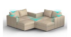 Lovesac - 7 Seats + 8 Sides Tan Combed Chenille & Lovesoft with 8 Speaker Immersive Sound + Charge System - Tan - Angle_Zoom