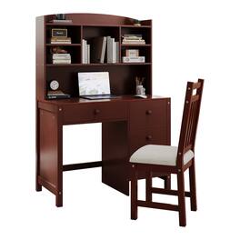 Glintex - 40'' Executive Desk & Upholstered Chair Set – Classic Retro Design with Built-In Bookshelf, Drawers & Spacious Workspace - Espresso