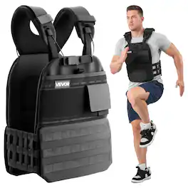 VEVOR - Weighted Vest, Body Weight Vest with Shoulder Pad, and Reflective Stripe, Exercise Set for Men Women, Workout Equipment - Black