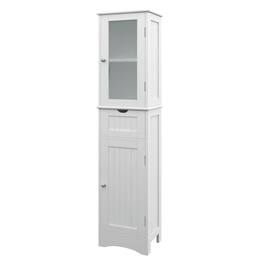 Pefilos - Tall Floor Storage Cabinet with 2 Doors and 1 Drawer for Bathroom- Bathroom Storage Cabinet for Entryway Storage - White