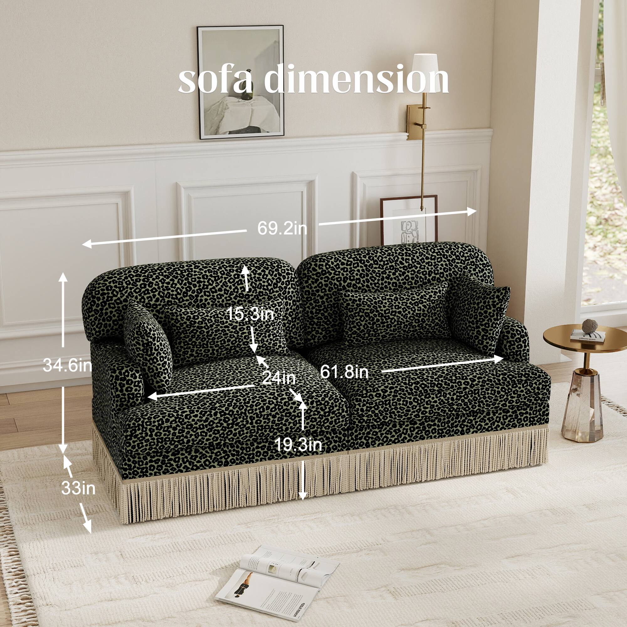 sofa dimension 69.2in x 15.3in x 34.6in x 24in x 61.8in x 19.3in x 33in