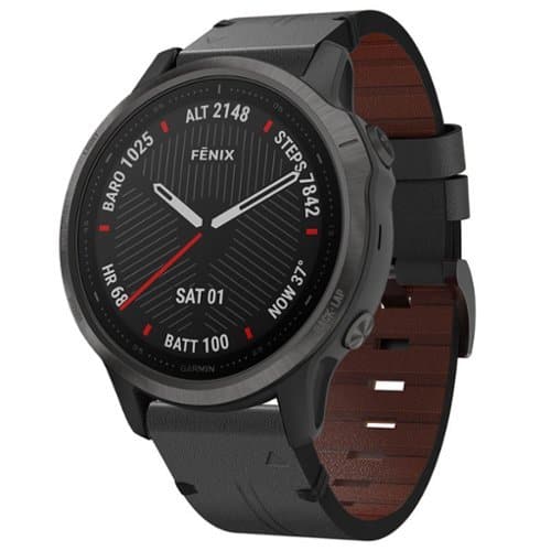 StrapsCo - Italian Leather Strap QuickFit 26 Watch Band For Garmin Fenix 6X (Extra Long) - Charcoal