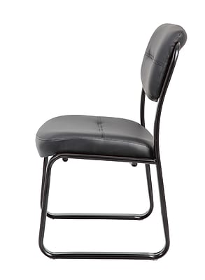 Alt View 2. Boss Office Products - Armless Leather Sled Base Side Chair (B9539) - Black.