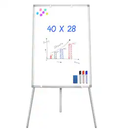 HOMLUX - Bulletin Boards - Portable Dry Erase 40 x 28 Tripod Height Adjustable, Flipchart Stand Board - White
