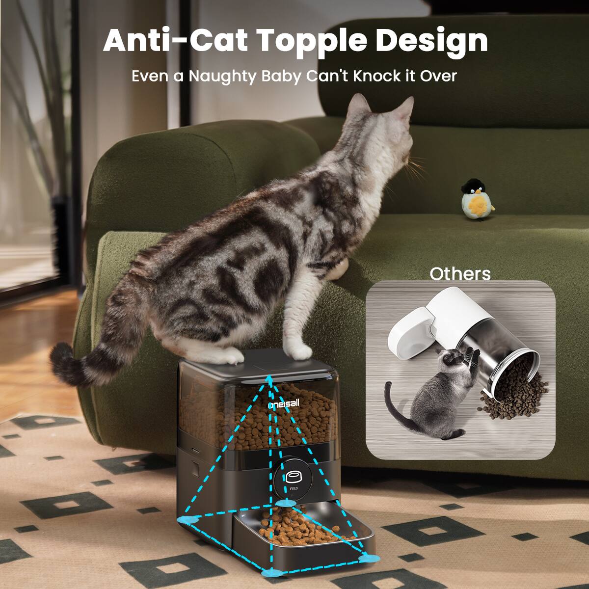 Anti-Cat Topple Design Even a Naughty Baby Can't Knock it Over Others