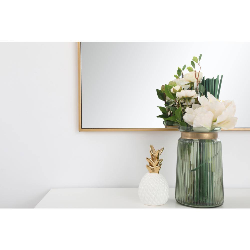 Alt View 6. Elegant Decor - Metal frame rectangle mirror 30 inch in Brass - Brass.