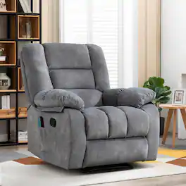 Bestier - Massage Recliner Chair with Heat and Vibration Manual Overstuffed Recliners Soft - Light Gray