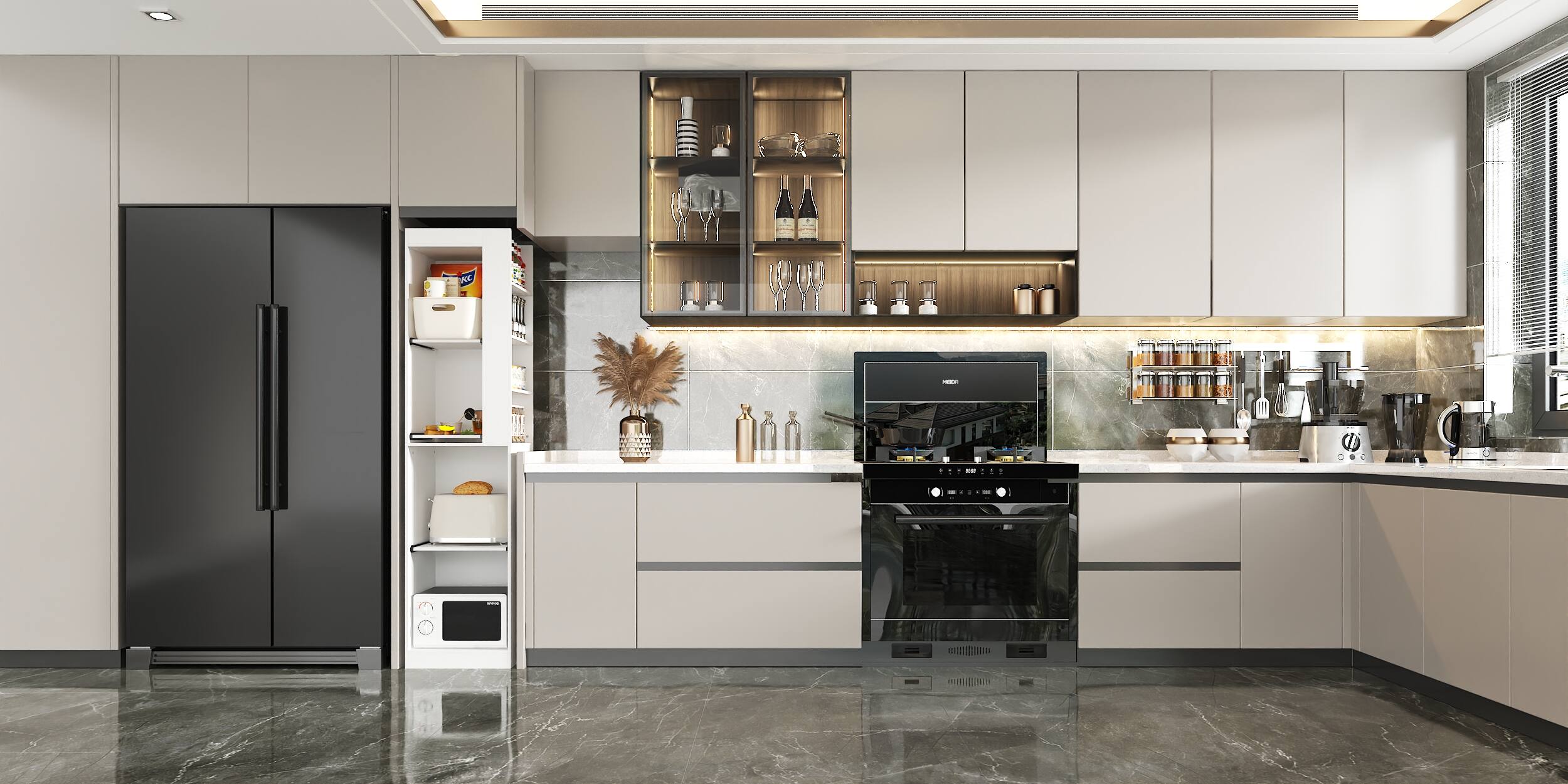 Alt View 2. Famapy - Space - Saving Kitchen Tall Cabinet Modern Minimalist Design for Easy Access & Organized Storage - White.