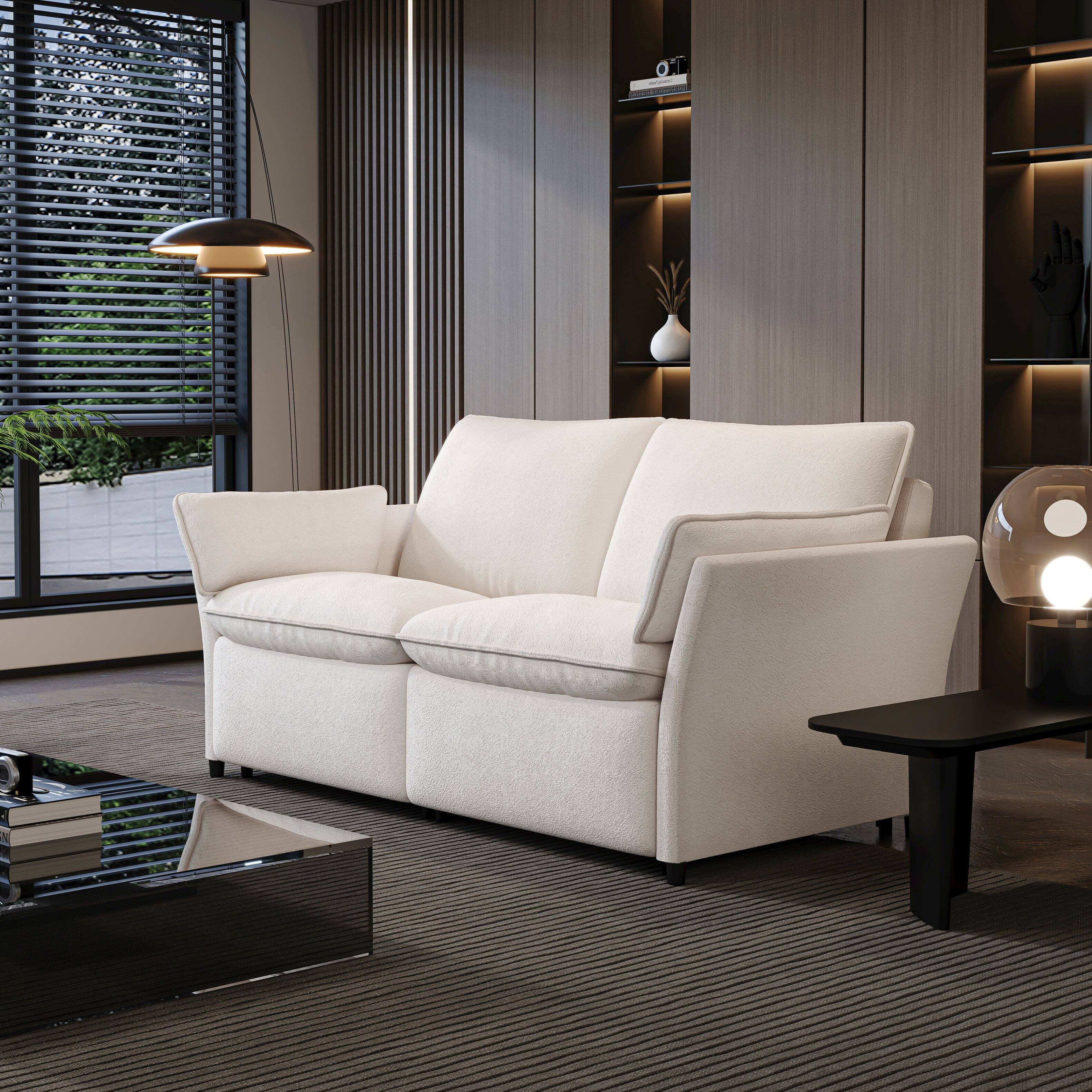 Alt View 1. MSOOB - 2-Seat Triple Electric Recliner Sofa with USB Charging, Pillow-Style Armrests, Individually Adjustable For Each Seat - White.