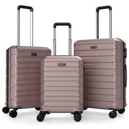 Costway - 3-Piece Hardside Luggage Set (20/24/28 Inch) with 8-Spinner Wheels, 3-Digital Lock - Pink